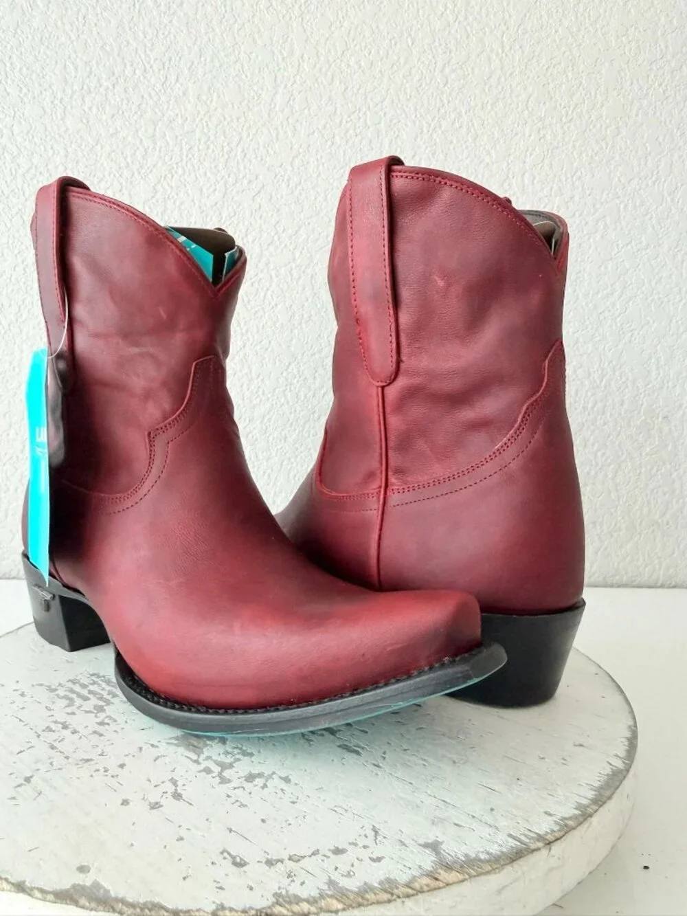Lane Boots EMMA JANE Red Cowboy Booties Womens 9.5 Western Snip Toe Short Ankle